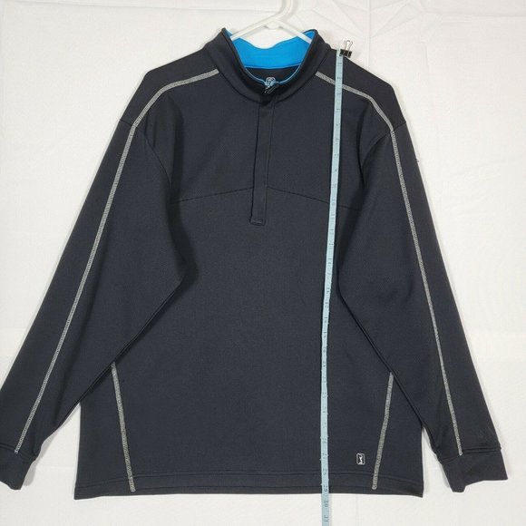 PGA Tour Jacket Mens L Black 1/4 Zip Pullover Athletic Long Sleeve Shirt Sweater - Picture 6 of 10